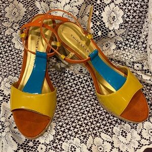 Chinese Laundry Women's Yellow, Teal Blue and Orange Sandals